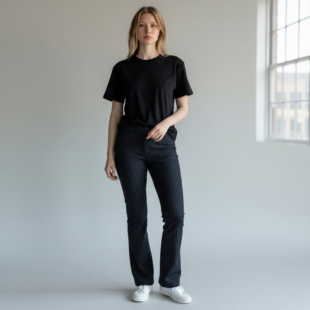 METAPHOR EUC Women's Modern Fit Bootcut Pinstripe‎ Trouser/Pants Black | Size 10